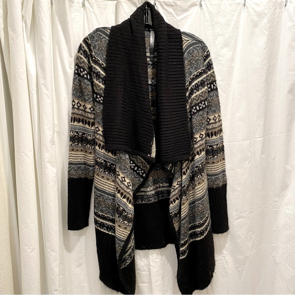 Kensie Shawl Collar Fair Isle Nomad Blanket Sweater Cardigan Size XS